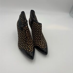 Franco Sarto Black and Brown Patterned Ankle Boots